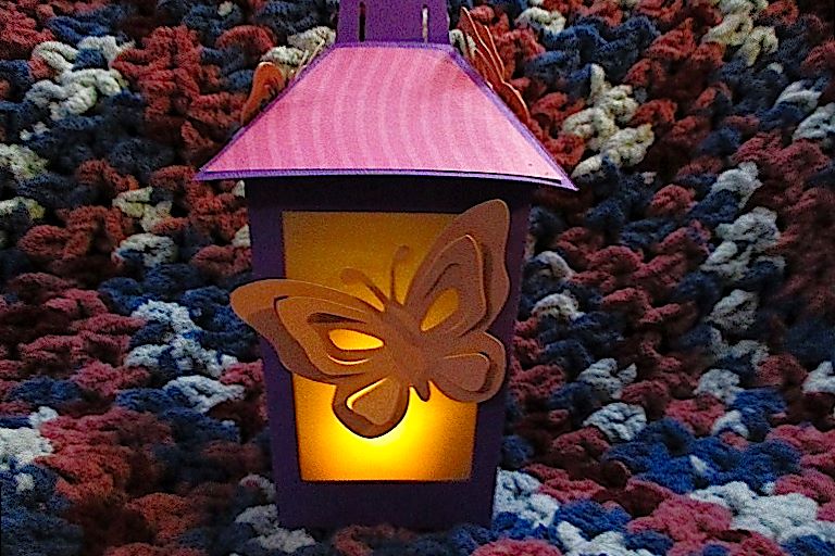 Purple lantern and butterflies