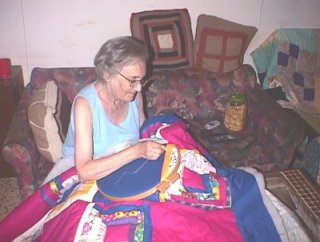 Pat and her quilt