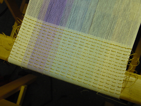 Loom woven Shibori in progress