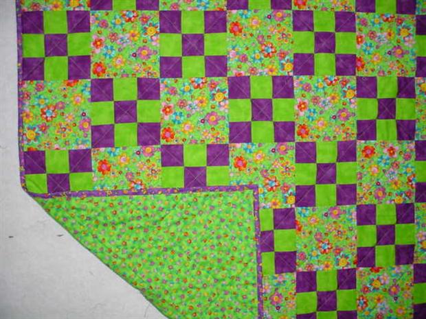 Green Floral Baby Quilt