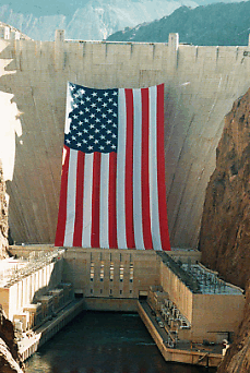 Flag over Hoover Dam