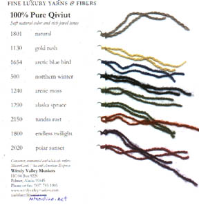 Quviut sample card