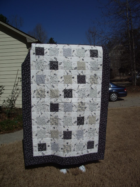 Black white and cream music quilt