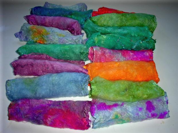 Silk hankies with Easter egg dyes