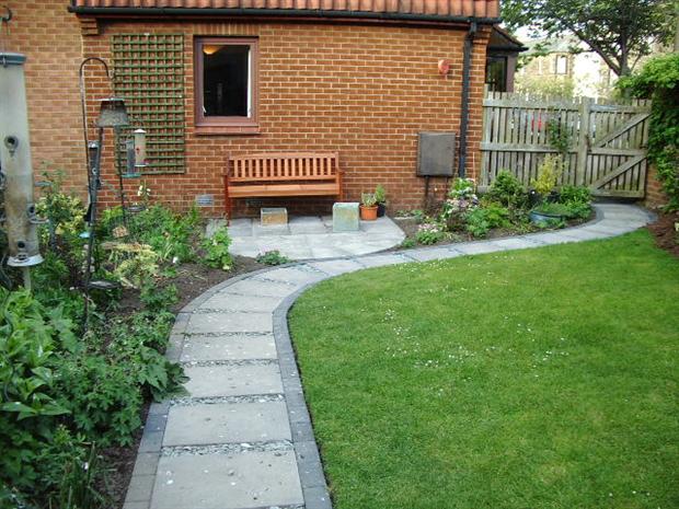 view of patio from end of garden