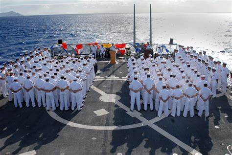 Sailors on Arleigh Burke destroyer