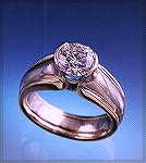 This two color gold ring contains a 3/4 ct. diamond.  Cast and fabricated.
