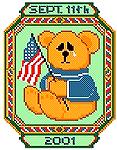 Thumbnail of Cross stitch pattern 
Sept 11 commemorative Teddy with USA flag