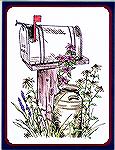 Sue Sommerville created and contributed this interesting mailbox drawing for the Rubber Stampings section's Welcome Card Swap. Note the excellent colouring. 

Joan Petty 