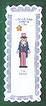This is a count cross stitch bookmark that was worked by Carole Cutshall for our 2002 bookmark swap. "Uncle Sam" Want YOu to Read was created from a Debbie Mum design published by "Dimension, Inc.", c