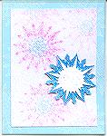 Rubber Stamped snowflakes.  Two snowflakes were stamped, embossed, cut out and layered over pastel snowflakes for a 3-D effect.

Xmas in July Swap 2002
Ginny Plaster