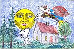 Snoopy image stamped by Barb Efflandt on plain white postcard.  Scene completed by Ginny Plaster and mailed back to Barb.

Postcard Swap-July 2002
Ginny Plaster