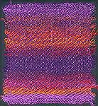 This space-dyed swatch was needle-woven on a Weavette, with handspun Tencel as warp and handspun cotton (from space-dyed pencil roving) as weft.Space-dyed cotton, swatchRuthMacGregor