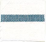 Here is Alison Waskom''s sample. The design is Rosepath twill, done in neutral cotton set at 38 epi with added turquoise linen cotton.Towel Swap 5Debbie Rindfleisch