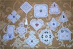 Hardanger ornaments stitched by Karen Willett from the book "Christmas Trimmings" by Rosalyn Watnemo plus a couple of extras stitched earlier.Hardanger OrnamentsKaren Willett