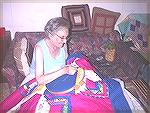 This is my log cabin quilt.  See, I'm really working on it!Pat and her quiltPat Hanadari