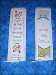 Bookmarks submitted by Wendy Durell for the 2003 Beverly Marchetti Bookmark swap.  These are done in counted cross-stitch from kits by Christian Crafts.