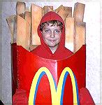 This is our nephew, Ian, he went as french fries this halloween.  See next file for his baby brother, the small fry.