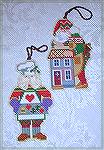 Anne made Heirloom Santas for our swap this year--the Toy Maker Santa and the Baker.  These are cross-stitched on perforated paper.  From our 2003 Holiday Ornament Swap.