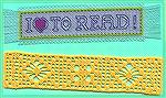 More bookmarks submitted by Valerie Vann in our 2004 Beverly Marchetti Bookmarks for Literacy Swap.  The top one is Valerie's own design in counted cross stitch, and the bottom one is lacis (filet cro