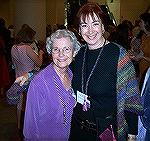 Here are Maryse Levenson and Ruth McGregor at the Convergence 2004 Fashion Show. Ruth's shawl is hand dyed, hand spun trilobal nylon.