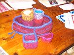 This is the felted tool caddy I made a couple of months ago.  In front are 2 little 'boxes' I made to fit into the tool caddy and hold smaller items. 