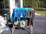 This is how Morgan and I spent October 1, 2005, dyeing in my garage.  One of a series.