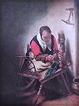 This painting by Nicolaes Maes (1634-1693) shows a spinner looking for the lost end of her yarn in a bobbin full of linen.  The wheel portrayed in the painting is fascinating:  it has a bobbin and fly