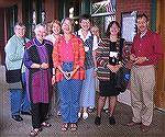 Here's a photo of part of the forum group, happily sated by dinner and good company.

From left to right:  Nancy Rose, Shirley Berlin, Sue McKenzie, Ramona Abernathy-Paine, Brenda Cooper, Dorothy Mi