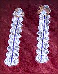 These lovely little lace bookmarks are by Becky Morgan.  From our 2006 Beverly Marchetti Memorial Bookmark Swap.
