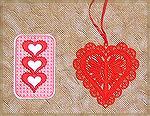 Bookmarks donated by Kyra Tenpenny. The bookmarks were machine embroidered. The bookmark with the three hearts was designed by Kyra Tenpenny using Babylocks Palette program. The large red heart is a d