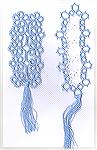 These bookmarks were donated by Wendy Durell. The blue and white bookmark is from Tatting and Design in the Ring of Tatters.  The blue tatted bookark was adapted from a pattern by Lindasy Rogers and t