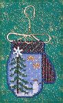 This ornament was cross stitched by Colleen Poor. This little mitten was from the Mill Hill kit titled Charmed Mitten Ornament.