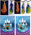 Patricia and I were having fun with some resin items we made the night before. Patricia did all the wire wrapping. I did use some acrylic paints on my castle. I got the castle mold from Sophie and Tof